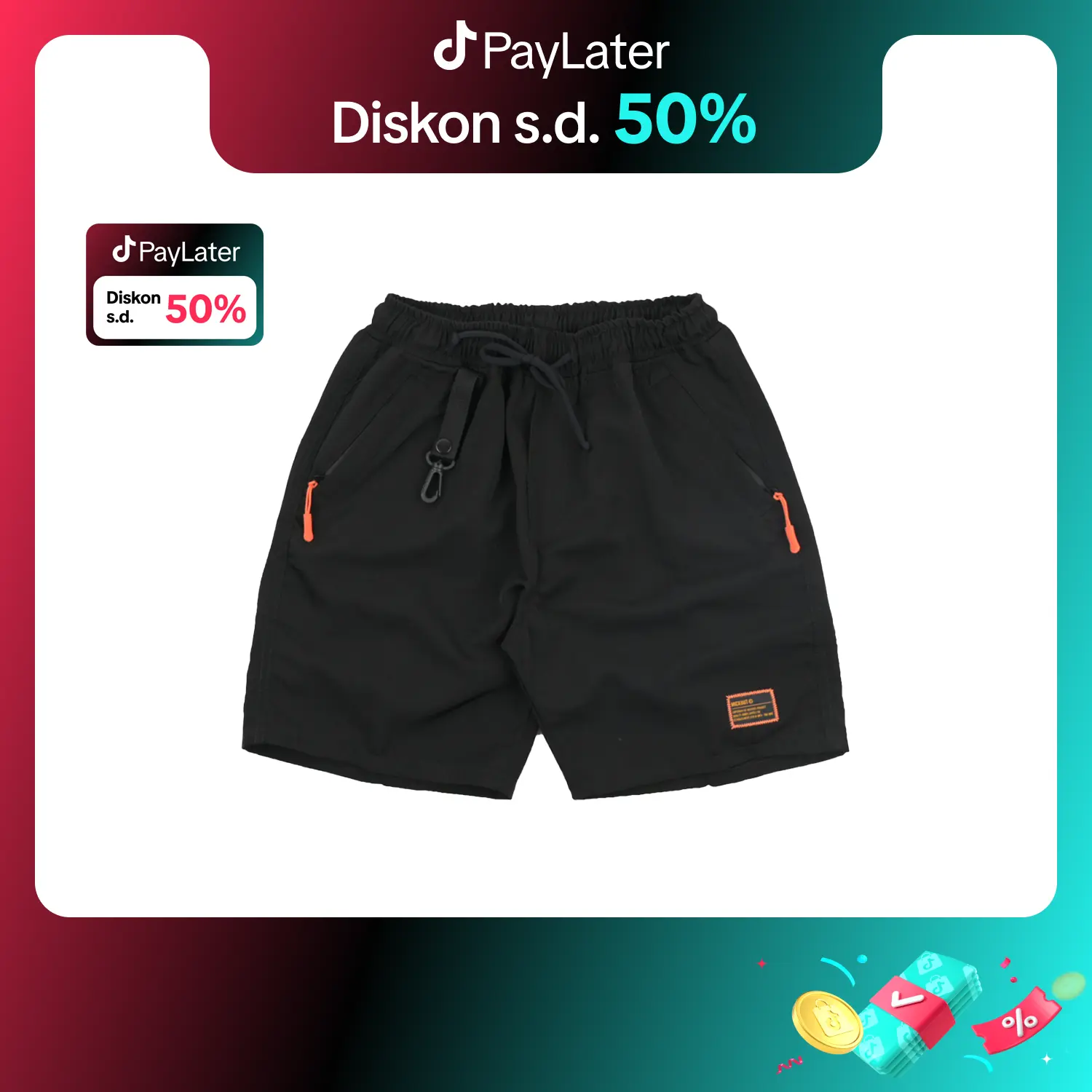 Mickout Celana Pendek "Schein" - Shorts Santai Taslan Hitam Unisex
