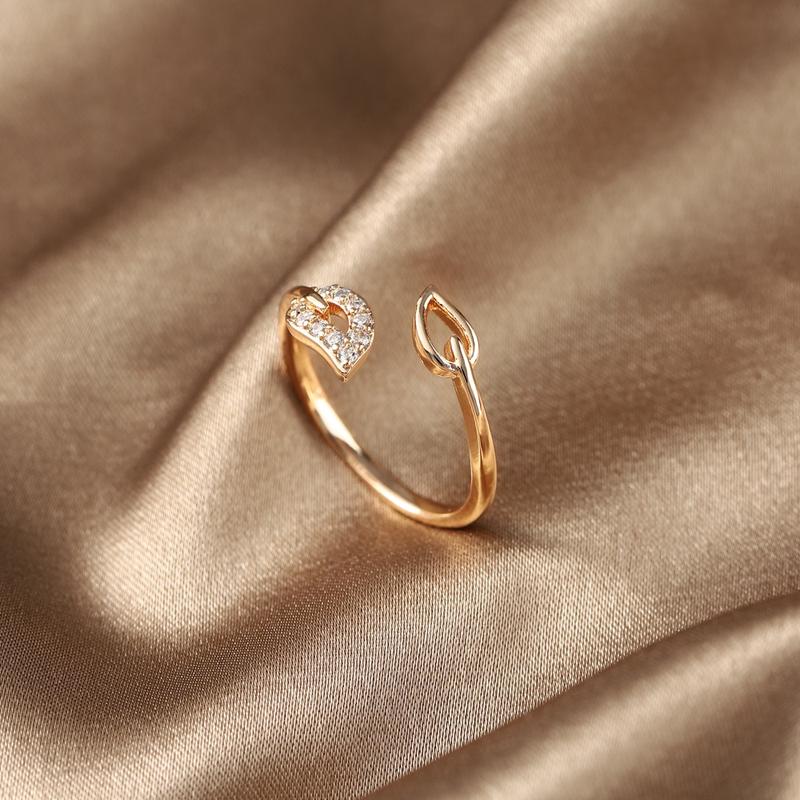 D.G.C Cincin Titanium Wanita Anti Karat Mewah Berlian Emas Fashion Korea Aksesoris Cincin Terbuka Murah D673 1