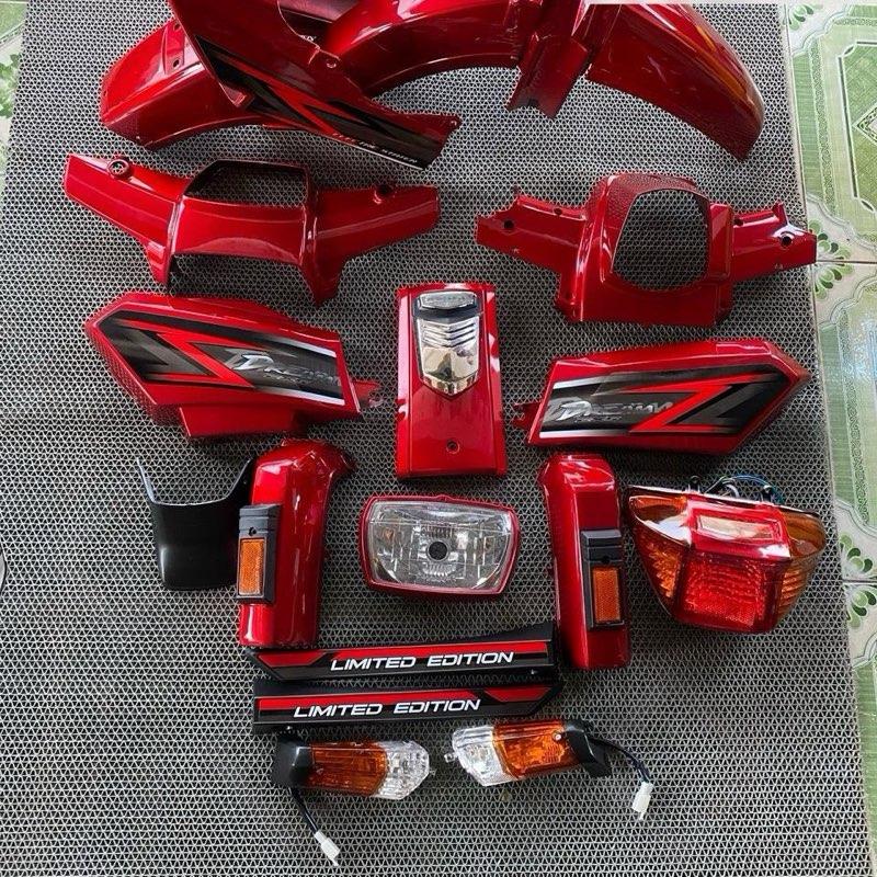 Bộ nhựa thay thế xe dream máy màu đỏ kendy dán sẵn tem kèm phụ kiện.