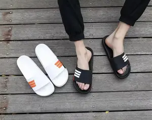 MURAH!!! Sandal Karet Hitam Putih Pria Dewasa - Sandal Selop Motif Garis