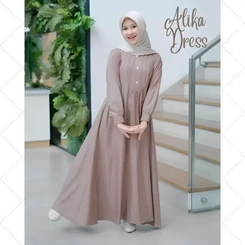 GAMIS ANAK REMAJA PEREMPUAN CRINGKLE USIA 9 -10-12 13-14-15-16 TAHUN ALIKA DRESS GAMIS ANAK TANGGUNG / GAMIS ANAK TERBARU / COD Airflow Baju Crinkle Jilbab Muslim Panjang Syari 2025 1