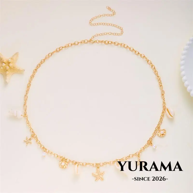 [Yurama] rantai pinggang kerang emas aksesoris pinggang A602