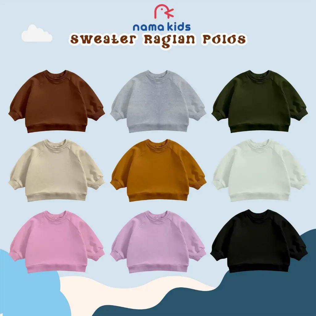 Sweater Raglan Anak Polos Sweater Crewneck Sweater Reglan Anak