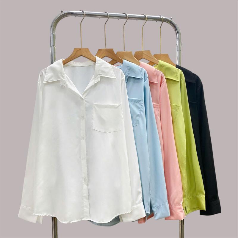 Áo Sơ Mi Dài Tay Màu Trendy Bigsize Nữ,Sơ Mi Form Rộng Che Mông Chất Vải Mát Không Nhăn SM20 Top Cổ Tròn Women Shirt