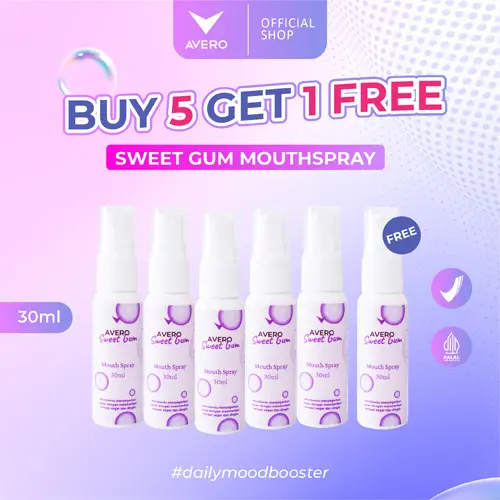 Avero Penyegar Mulut BPOM  & Halal 30ml - Sweet Gum Mouth Spray Buy 1 Free 1 2