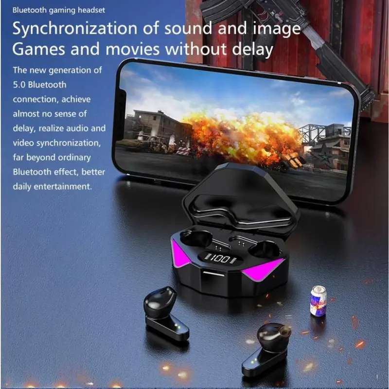 X15 Headset Earbud Bluetooth 5.0 Tampilan Digital Nirkabel Game TWS Earphone Stereo Olahraga Headphone In-Ear Tahan Air dengan Mikrofon 8