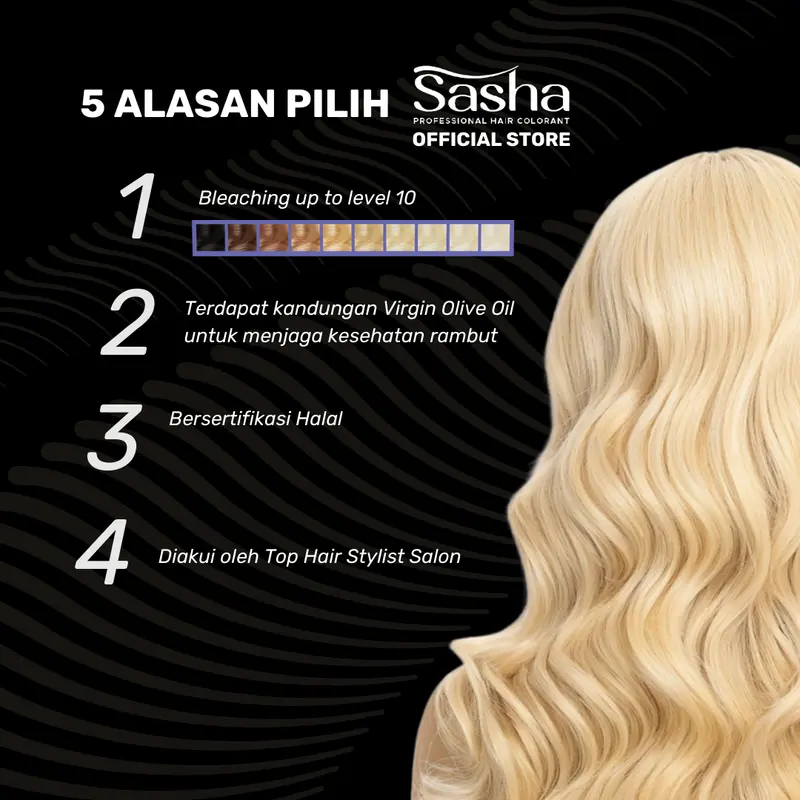 [BLEACHING + SKY BLUE] Sasha Bleaching 20gr + Hair Colorant Sky Blue 25gr | Cat Rambut Sasha Isi 2 pcs 3