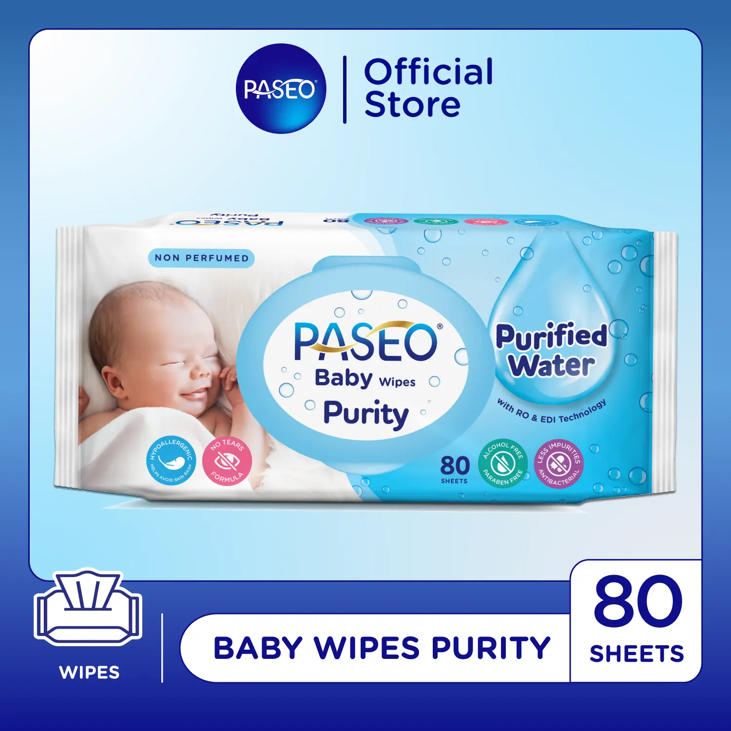 Paseo Baby Wipes Purity Gazette 80 sheets