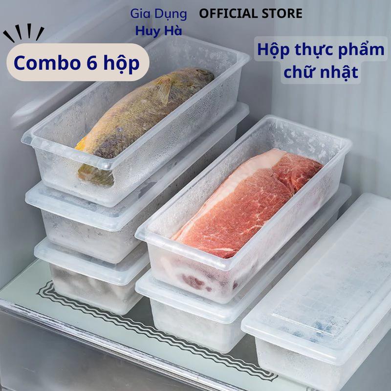   Combo 6 Hộp  Đựng Thực Phẩm Hoa Quả,Thức Ăn Rau Củ Có Khay Để Tủ Lạnh Bằng Nhựa PP An Toàn Cho Sức Khỏe 9012 