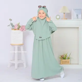GAMIS ANAK MUSLIM PEREMPUAN SET HIJAB AISYAH CRINGKLE BAHAN ADEM 3