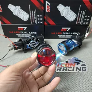 Biled H4 J02 CR7 Dual Lensa BLUELENS Socket H4 Mobil Motor Ac Dc 12-24 Volt Dengan Kipas Pendingin