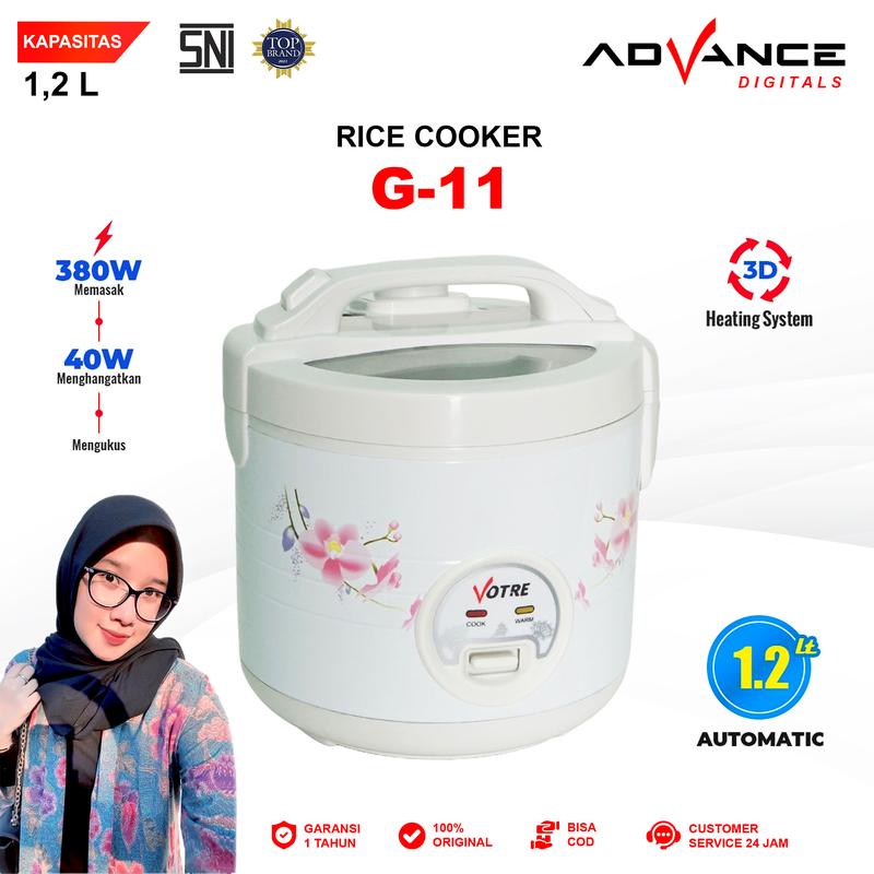 【COD】Votre Rice Cooker G-11  Penanak Nasi Desain Elegan dengan Lapisan Tutup Kaca Free Saringan Kukus 0
