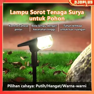 DJDPlus Lampu Taman Tenaga Surya 2 LED RGB/Putih/Warm, Super Terang Tahan Air IP65, Mudah Dipasang Tanpa Kabel, Lampu Sorot Tanaman & Halaman Otomatis Nyala, Solar LED Outdoor Untuk Dekorasi Malam