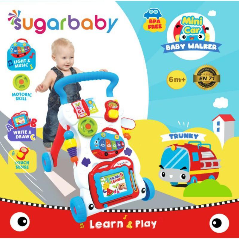 SUGAR BABY MINI CAR PUSH WALKER (BABY WALKER) ALAT BANTU JALAN WALKER WALKING ASSISTANT Bayi Roda 4