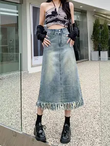 ALYA - Rok Denim Skirt Korean Style Highwaist A line Premium Terlaris Rok Wanita Jeans