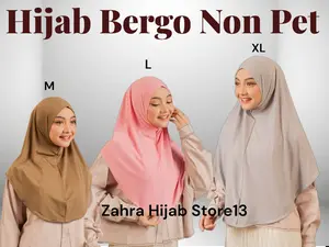 Zahra Hijab Store13 Bergo Non Pet Oval Jumbo Jilbab Khimar Instan Syari Oval Jumbo Bahan Jersey Size M L XL Adem Ringan
