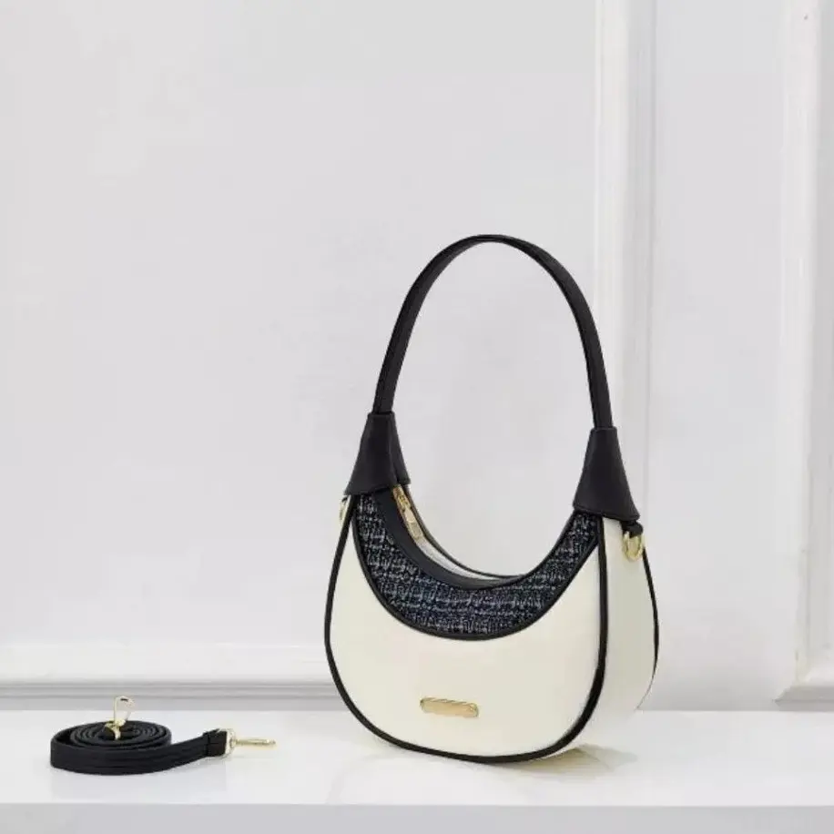 Melody Bag - Tas Bahu Kanvas Kombinasi Sintetis - Tas Selempang Wanita Import - Tas Kekinian Wanita Canvas
