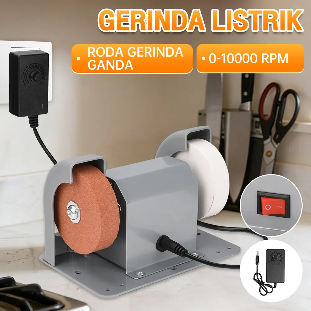 Mesin Gerinda Duduk Mini Elektrik 96W 7 Kecepatan 10000RPM Motor Tembaga Multifungsi