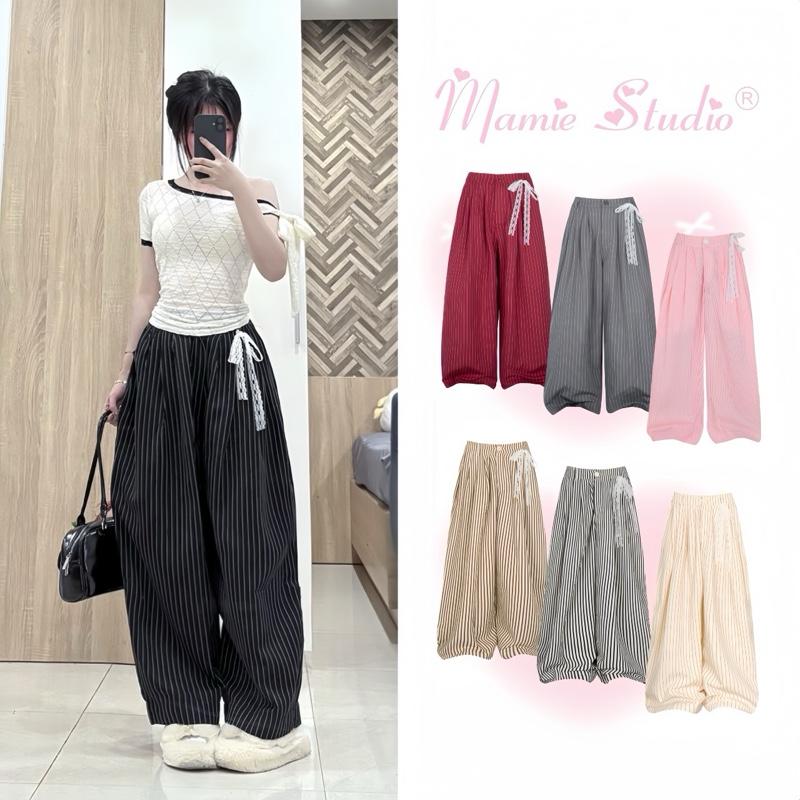 MaMie Striped Pants (màu mới) tặng dây ren - Quần dài kẻ sọc form harem unisex vải oxford premium mềm mỏng nhẹ, có lưng thun co giãn thoải mái.