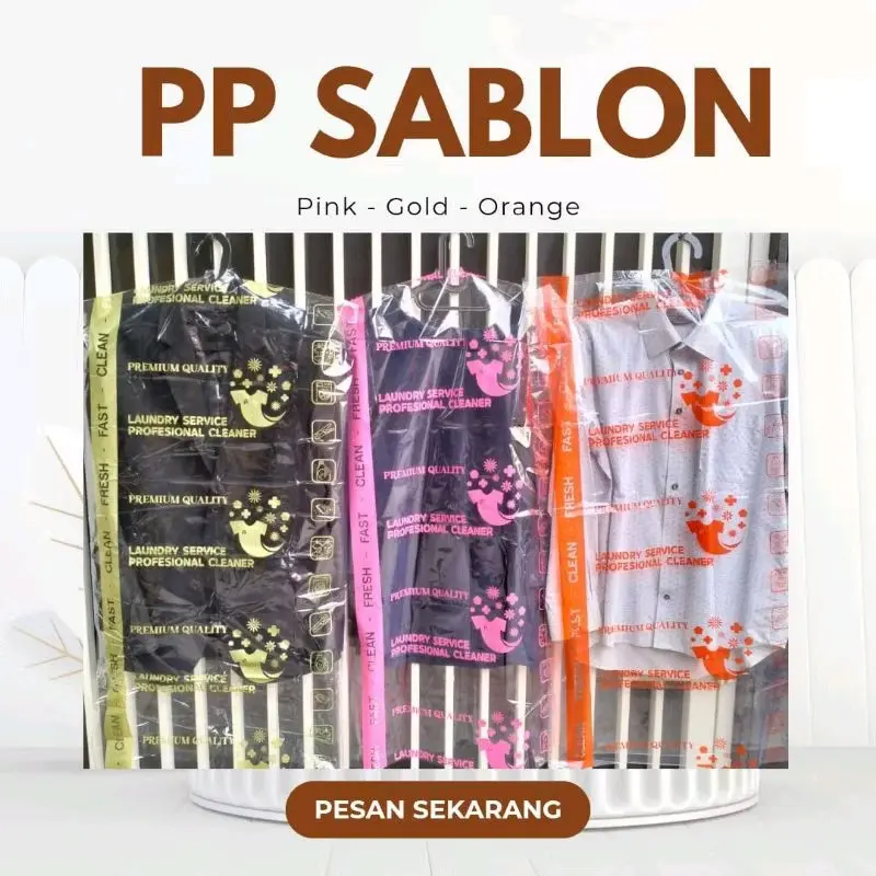 plastik gantung baju/plastik laundry satuan/plastik sablon laundry/plastik satuan kemeja dan gamis Pink