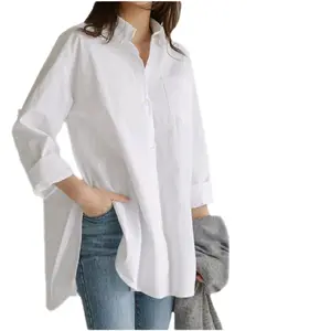 Helwa blouse kemeja jumbo linen rami Wanita Panjang Atasan Baju Nyaman Basic Kerja Katun Kancing Kantor