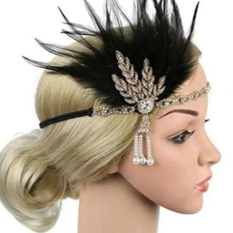Headpiece Bulu Gatsby Sequin Pesta / Flapper Gatsby Bulu Hijab Pesta 5