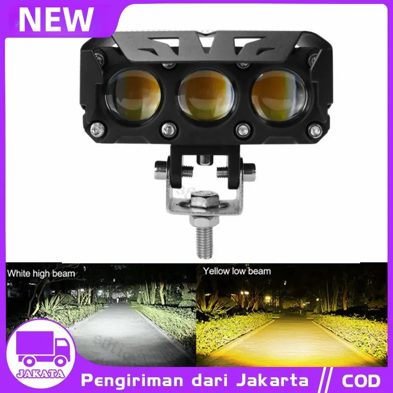 Lampu Tembak Led Foglamp CR7 SQL 3 Mata Laser Gun Putih Kuning 2 Warna Waterproof CR7 Lampu Tembak 3 Mata High Low Lampu Tembak LED Laser/Lampu Sorot Laser Q9 3 Mata 2 Warna/HI LOW 60 WATT LAMPU TEMBAK MOTOR MOBIL/3 Mata SQL/3 Mata Lensa