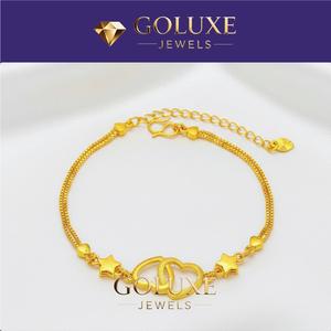 GOLUXE Gelang Emas Wanita Elegan 12mmx 23cm 5g Rantai Tangan Emas Pasir Halus Eksklusif untuk Berbagai Acara