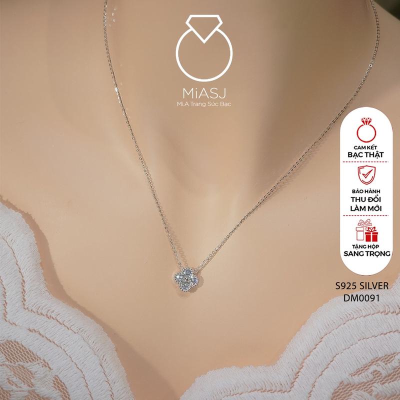[LIVE] Dây liền mặt 4 lá Bạc S925 đá CZ thanh lịch cao cấp DM0091 MiASJ