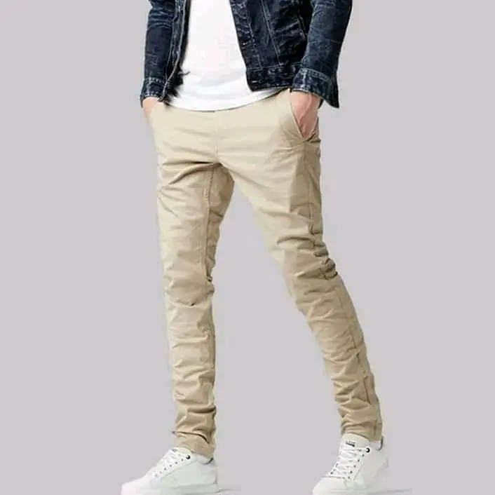 Celana Chinos Panjang Slim-Fitting Premium Abu Cream Hitam Moka Combed Slimfit Tebal Nyaman Katun Ankle Kain Pria Stretch Melar Casual Keren - Skinny 7