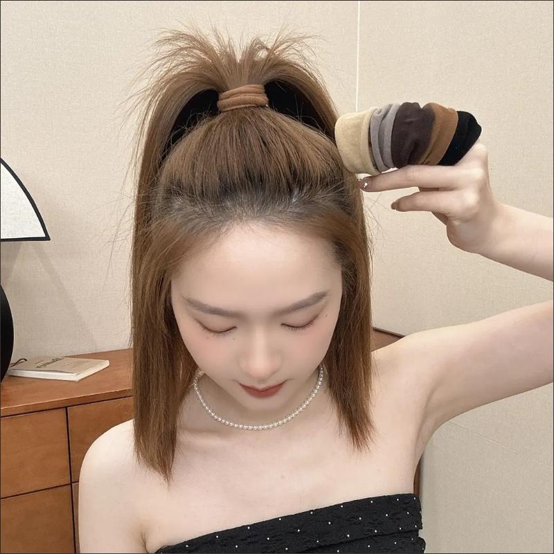 Product Introduction of 5-pack soft and comfortable wide-edged thickened hair rope seamless high elastic hair band to tie hair without damaging the hair high ponytail hair rope 2