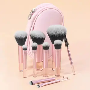 10 pcs Brush Makeup Set Pink Bulu Sintetis Kuas (PINK, PINK PURPLE, BLACK)