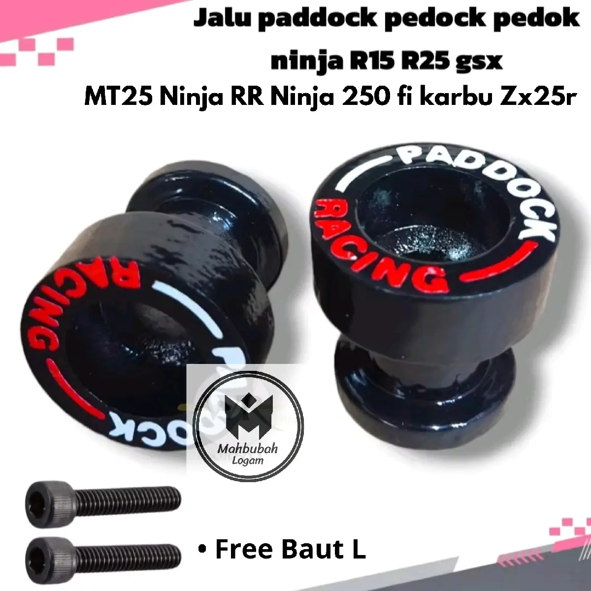Jalu Paddock 1 Set (2 pcs) Jalu Paddock Ninja RR, Ninja 150 RR, Ninja 250 RR, Fi Karbu, Mono SL, ZX25R, Yamaha R15, Yamaha R25, Yamaha MT25, CBR, Dll Motorcycle Baut