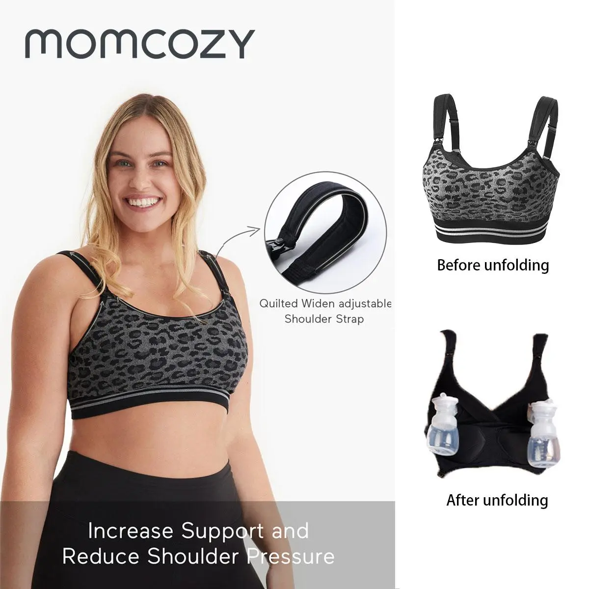 Momcozy 4-in-1 Pumping Bra Hands Free, Fixed Padding Nursing Bra & Maternity Bra, YN12 Wearable Breast Pump Bra Cotton-Nylon Comfort & Support for M5, S12 Pro etc