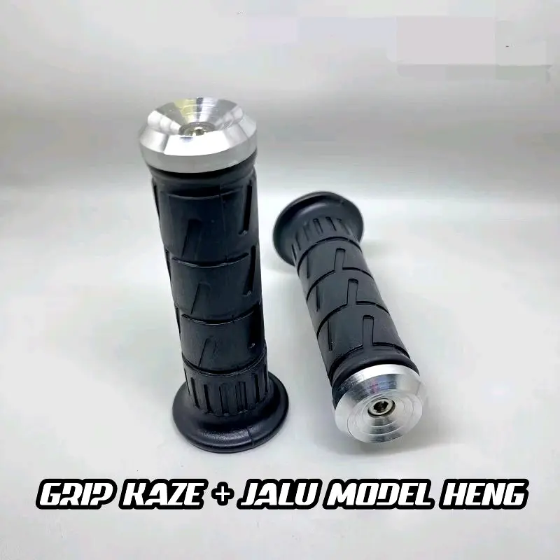 [ COD ] PROMO Handgrip Model KAZE Plus Jalu Stang Bandul Stang Chrome Motor Spiral Titanium Chrome Silver Full CNC satu set Universal Motorcycle