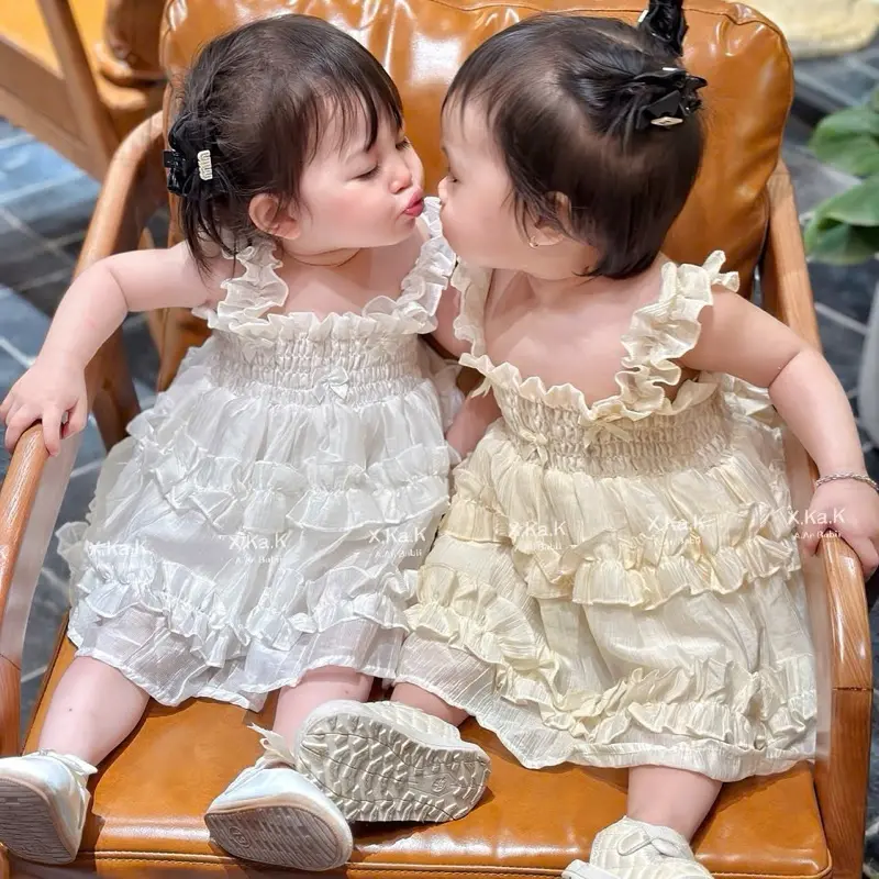 [Havykids] Váy Tiểu Thư 2 Dây Bèo Chun Ngực Mềm Cho Bé Gái