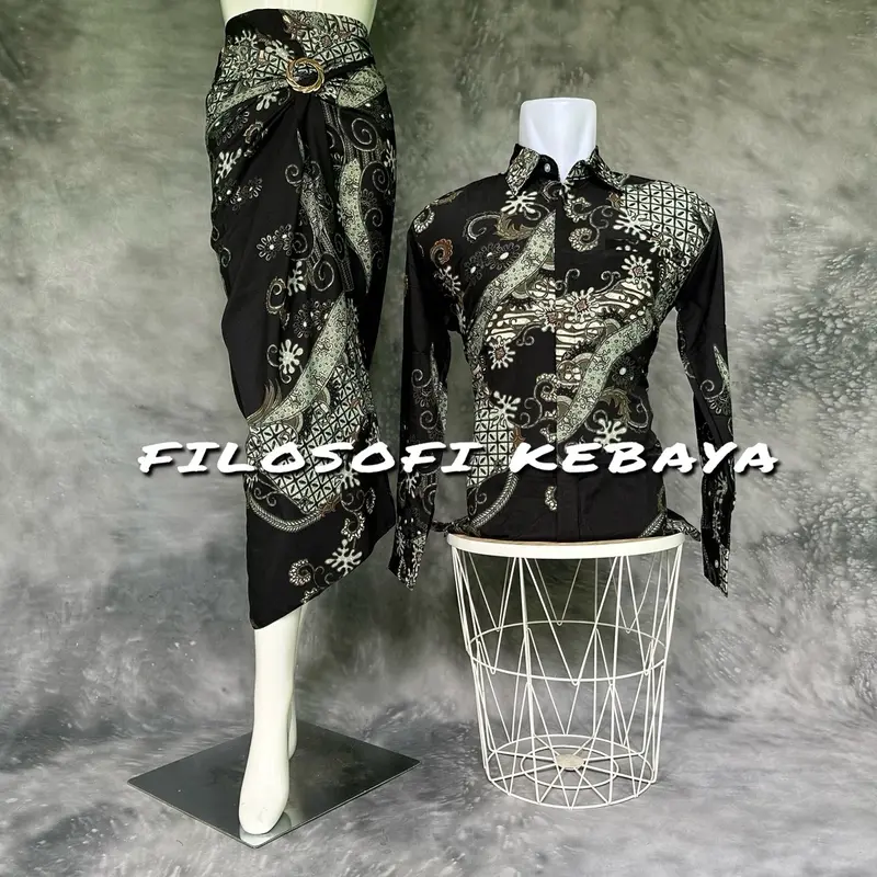 FILOSOFI KEBAYA - ROK LILIT BATIK COUPLE  LENGAN PANJANG COUPLE PASANGAN part 3 Kondangan Motif Mewah Tebal Seragam 2