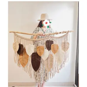 Dekorasi dinding hiasan dinding daun tirai daun macrame hiasan dinding daun panjang-hiasan dinding ruang tamu-hiasan macrame daun 004