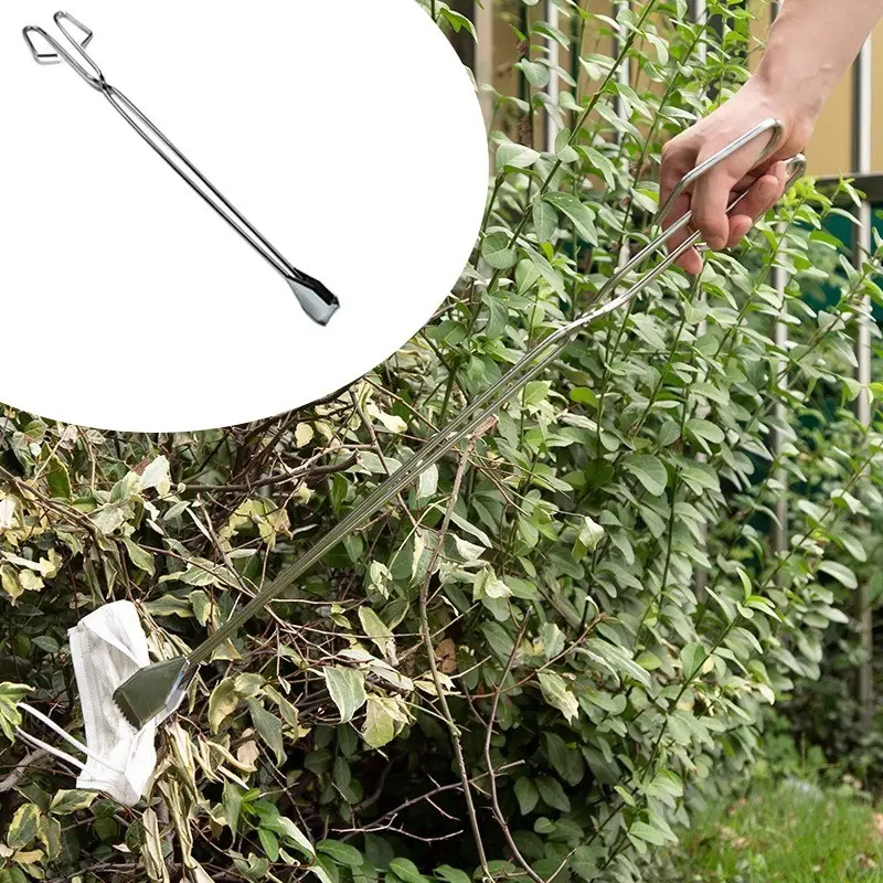 80cm Capit Sampah Stainless Alat Penjepit Sampah Serbaguna Tongkat Penjepit Jepitan Sampah Panjang 3