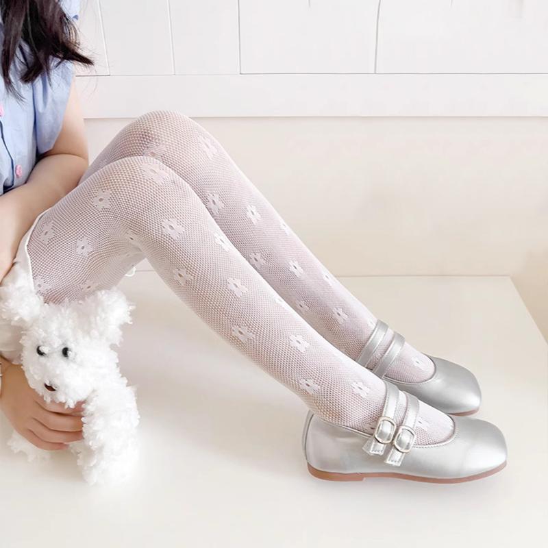 Product Introduction of Children's leggings thin mesh butterfly pattern flower pantyhose dance pants white girl princess socks air conditioning pants 4