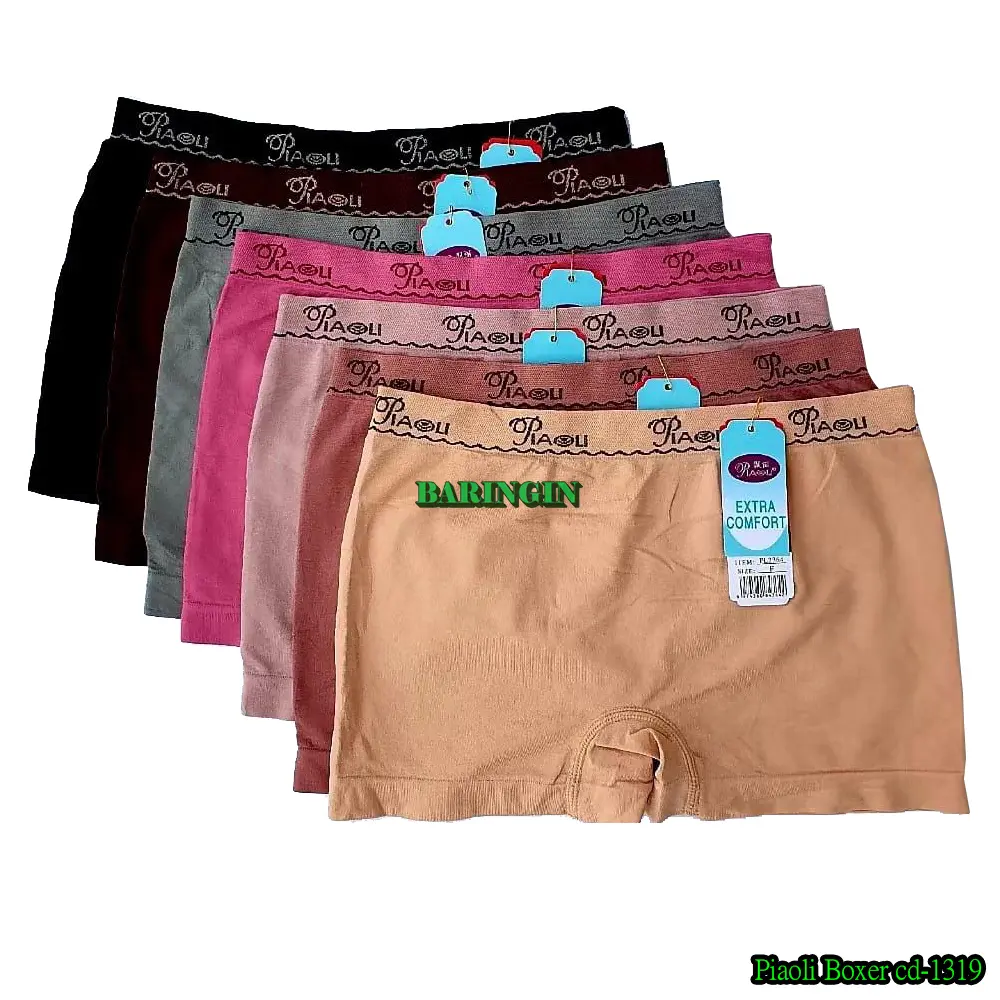 Short Pants Rajut Pioli - 6 PCS Piaoli Code 1319-Short pendek Bahan Katun Salur Rajut Fit To L-XL Wanita Dewasa Boxer Celana Nyaman Santai