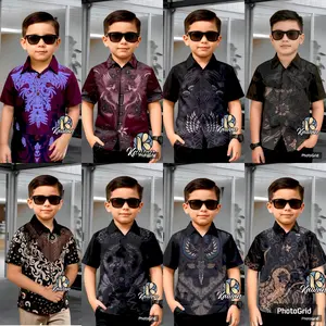 Kemeja Batik Anak Laki-Laki Lengan Pendek Bahan Katun Poly Usia 2 Tahun Sampai 13 Tahun Murah Harga Grosir