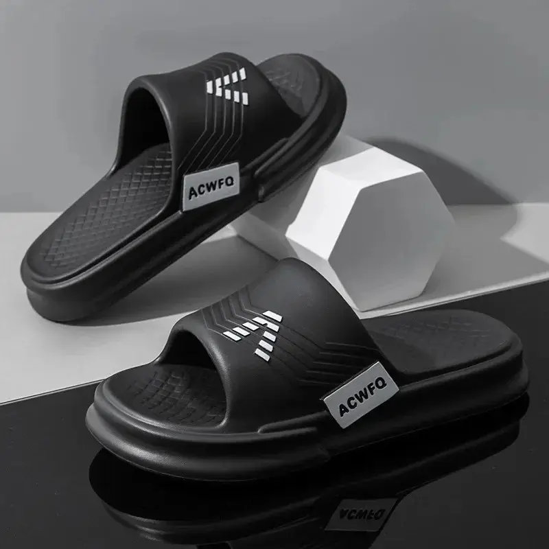 Sandal SeloP Pria Dewasa CEQIU 81-P/ Sandal Pria Dewasa Ukuran 38/43/Bahan Eva Shoes hitam putih slipper sandal  selop  pria  upper  lock slides 4