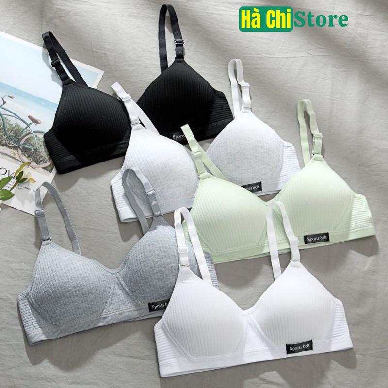 Combo 3 Áo lót nữ sinh viên, học sinh không gọng đệm cotton liền mỏng AL33 có dây điều chỉnh, dây liền