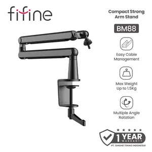 Fifine BM88 Mic Boom Arm Stand with Build-in Springs, Handling Max 1.5 Kilograms of Weight for All Standard Mics, Mounts Stand Mic 360 Rotate