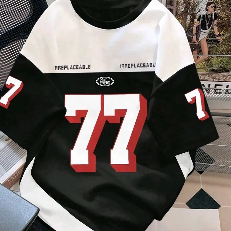KAOS BIGSIZE 77 JUMBO SIZE M-XXXXXXL (6XL) KAOS KOMBINASI SABLON ANGKA BAHAN 100% COTTON COMBED KAOS COWOK CEWEK UNISEX BANYAK PILIHAN WARNA BISA CUSTOM WARNA DAN GAMBAR (COD) 4