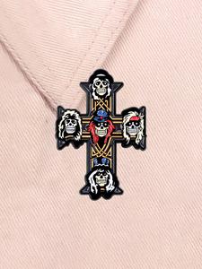 The Beatles Pin de esmalte Metal pesado Calavera cruzada Punk Estilo rock oscuro Broches de aleación Insignia de mochila de solapa Accesorios de bisutería Regalos para amigos