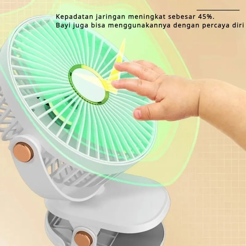 18000mAh Klip Desktop Baru Kipas Angin Isi Ulang USB dengan Lampu Malam Bisu Kipas Angin Mini Siswa Kantor Portabel Umur Panjang 4