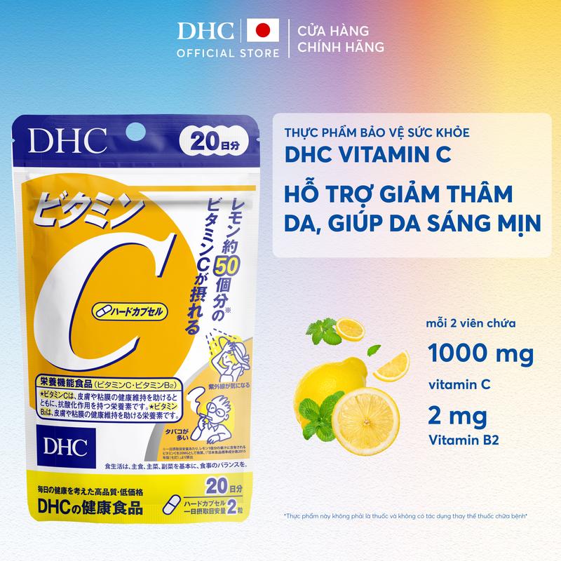   ĐỘC QUYỀN - LIVE  Viên uống DHC Vitamin C hỗ trợ giảm thâm da giúp da sáng mịn  20 Ngày & 60 Ngày  - TPBVSK DHC VITAMIN C HARD CAPSULE 