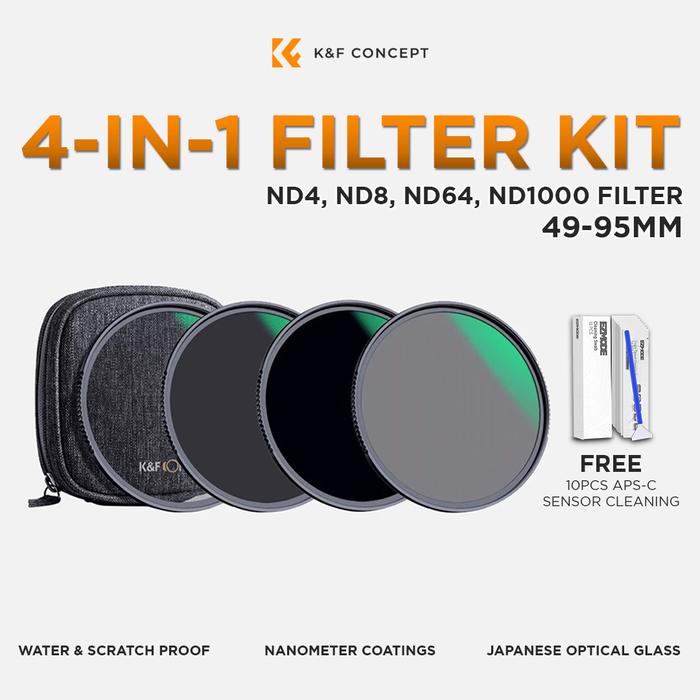 Gambar KNF Concept 49mm 4in1 Filter Kit ND4 ND8 ND64 ND1000 with Case Filter K&F Concept - 49 MM dari MACRO.id Kota Administrasi Jakarta Barat Tokopedia